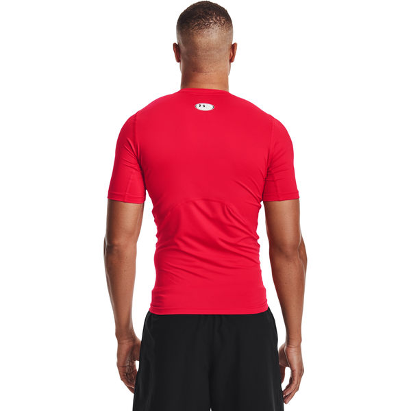 Under Armour HeatGear Compression S/S T-Shirt - Men's - White/Red - Image 5