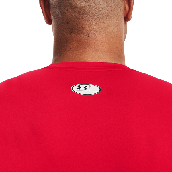 Under Armour HeatGear Compression S/S T-Shirt - Men's - White/Red - Image 6