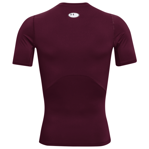 Under Armour HeatGear Compression S/S T-Shirt - Men's - Maroon/White - Image 4