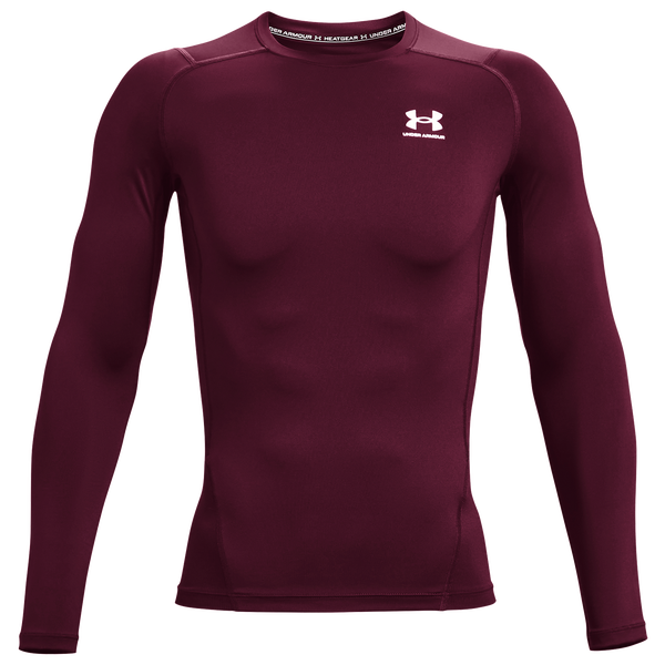 Under Armour HeatGear Armour Comp L/S T-Shirt - Men's - Maroon/White