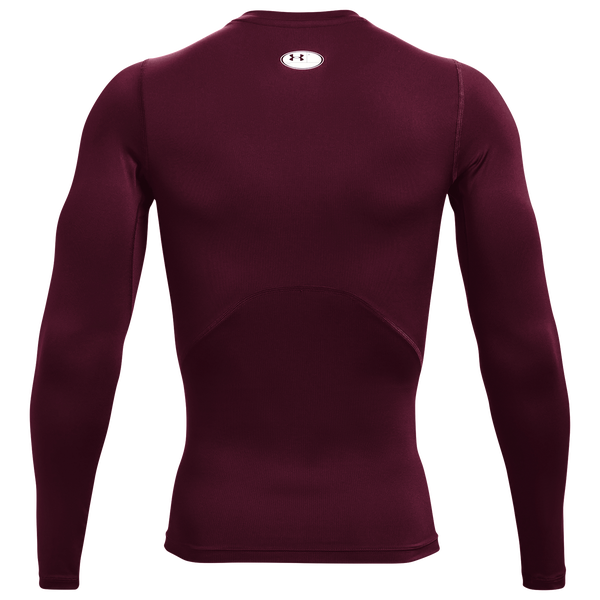 Under Armour HeatGear Armour Comp L/S T-Shirt - Men's - Maroon/White - Image 3