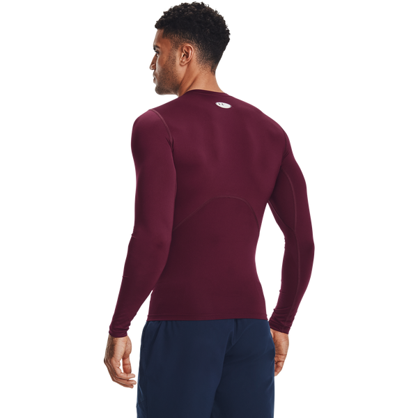 Under Armour HeatGear Armour Comp L/S T-Shirt - Men's - Maroon/White - Image 5