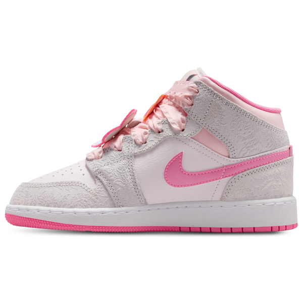 Jordan Air Jordan 1 Mid SE - Girls' Grade School - Vast Grey/Pink Glow/Sail - Image 2