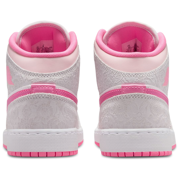 Jordan Air Jordan 1 Mid SE - Girls' Grade School - Vast Grey/Pink Glow/Sail - Image 3