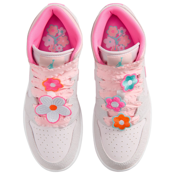 Jordan Air Jordan 1 Mid SE - Girls' Grade School - Vast Grey/Pink Glow/Sail - Image 4