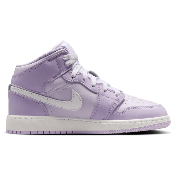 Jordan AJ 1 Mid - Girls' Grade School - White/Purple