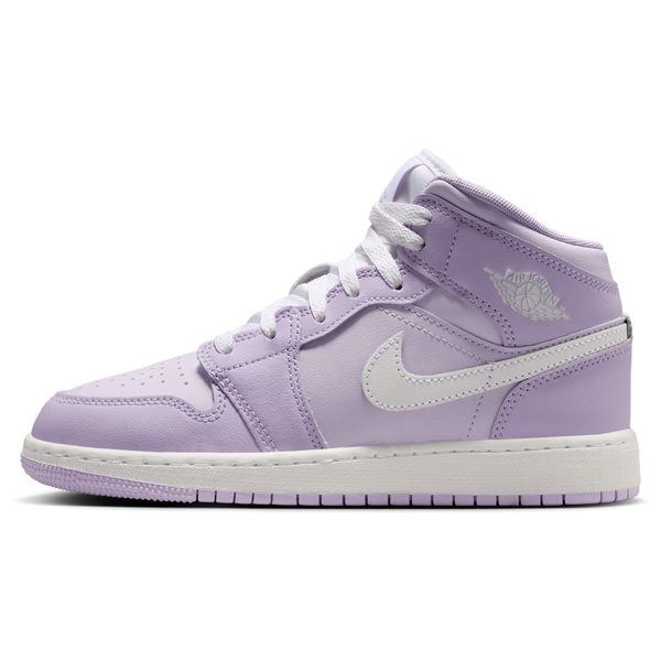 Jordan AJ 1 Mid - Girls' Grade School - White/Purple - Image 2
