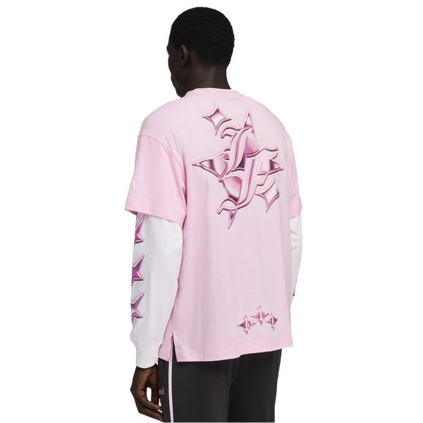 PUMA Lafrance Pink Heem Long Sleeve Tee - Men's - Puma White/Pale Pink - Image 2