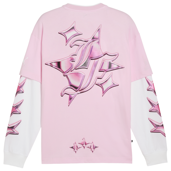 PUMA Lafrance Pink Heem Long Sleeve Tee - Men's - Puma White/Pale Pink - Image 7