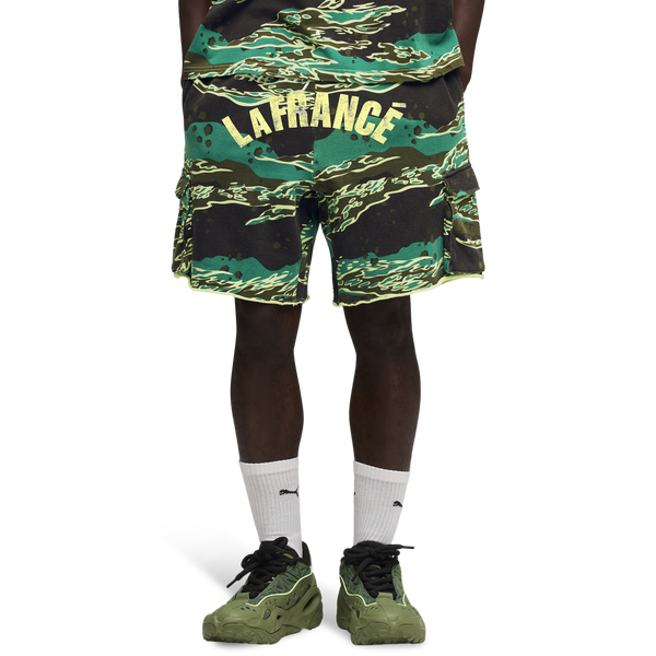 PUMA LaFrance Supply Terry Shorts - Men's - Green Terrain Aop/White