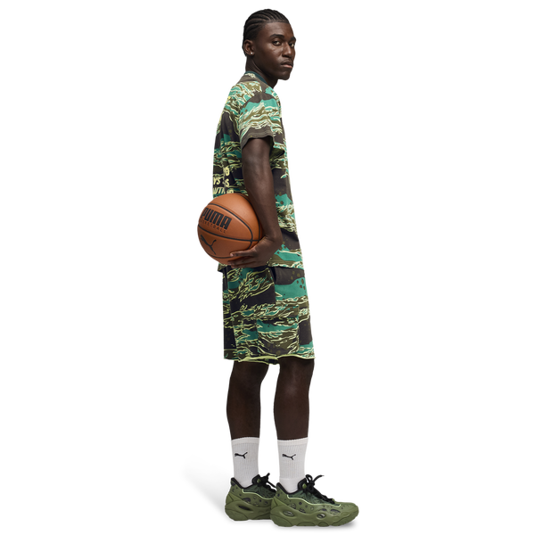 PUMA LaFrance Supply Terry Shorts - Men's - Green Terrain Aop/White - Image 3