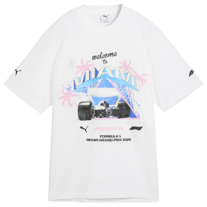 PUMA F1 Miami Washed Graphic Tee - Men's - White