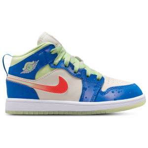 Jordan AJ 1 Mid SE - Boys' Preschool - Blue/Tan/Volt