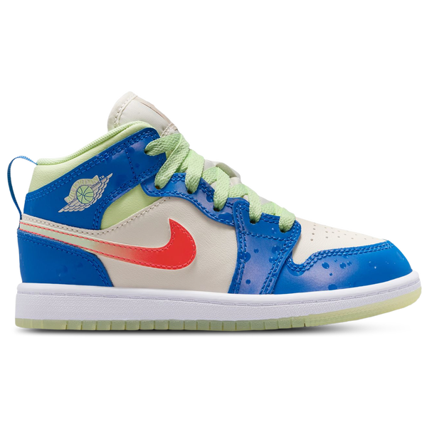 Jordan AJ 1 Mid SE - Boys' Preschool - Blue/Tan/Volt