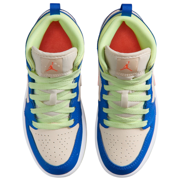 Jordan AJ 1 Mid SE - Boys' Preschool - Blue/Tan/Volt - Image 4