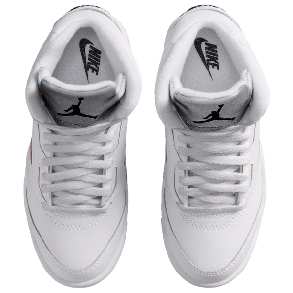 Jordan Retro 5 - Boys' Preschool - White/Silver/Black - Image 4