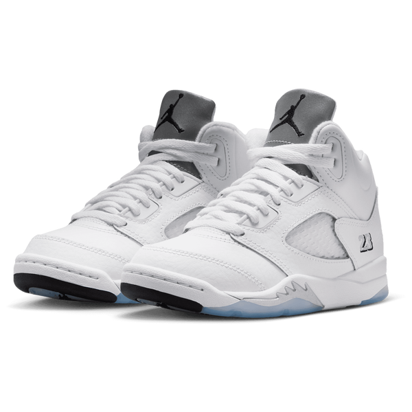 Jordan Retro 5 - Boys' Preschool - White/Silver/Black - Image 6