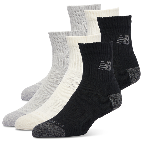 New Balance Active Cushion 6PK Quarter Sock - Sea Salt/Heather Grey/Black - Image 2