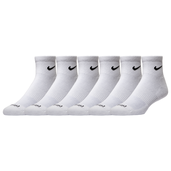 Nike 6 Pack Dri-FIT Plus Quarter Socks - Men's - Black/White