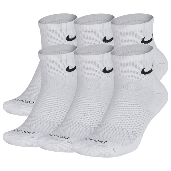 Nike 6 Pack Dri-FIT Plus Quarter Socks - Men's - Black/White - Image 2
