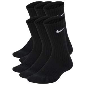 Nike 6 Pack Cushioned Crew Socks - Boys' Grade School - Black/White