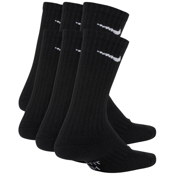 Nike 6 Pack Cushioned Crew Socks - Boys' Grade School - Black/White - Image 3