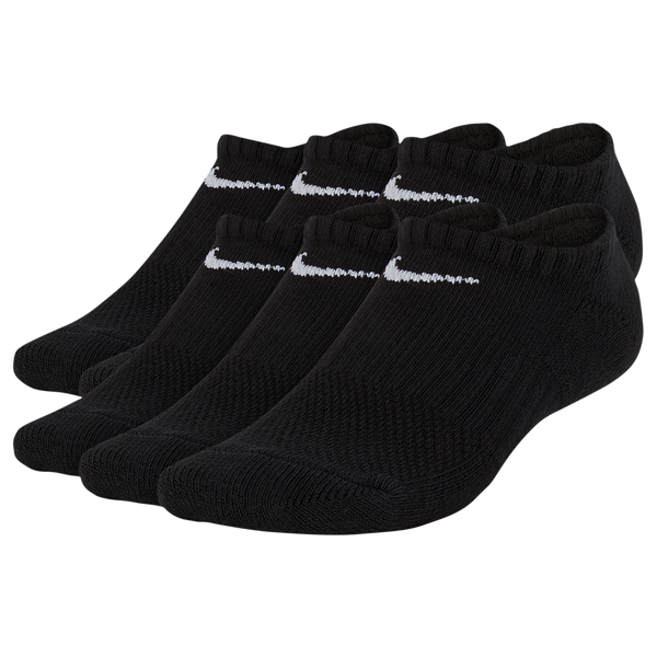 Nike 6 Pack Cushioned No-Show Socks - Boys' Grade School - Black/White - Image 2