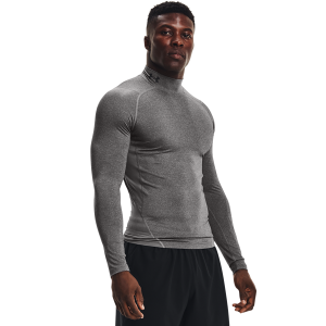 Under Armour HG Armour Comp Mock Long Sleeve - Men's - Carbon Heather/Black
