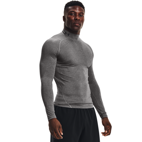 Under Armour HG Armour Comp Mock Long Sleeve - Men's - Carbon Heather/Black