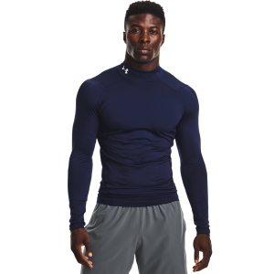 Under Armour HG Armour Comp Mock Long Sleeve - Men's - Midnight Navy/White