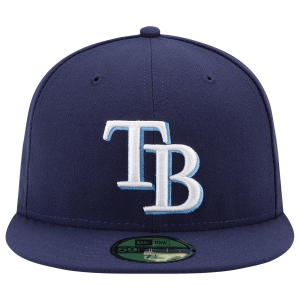 New Era Rays 59Fifty Authentic Cap - Adult - White/Navy