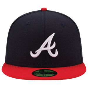 New Era Braves 59Fifty Authentic Cap - Adult - Navy/Red