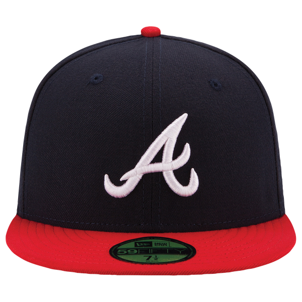 New Era Braves 59Fifty Authentic Cap - Adult - Navy/Red - Image 2