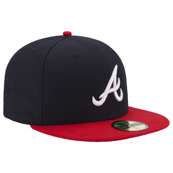 New Era Braves 59Fifty Authentic Cap - Adult - Navy/Red - Image 3