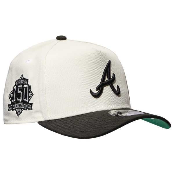 New Era Braves A Frame 2T Adjustable Cap - Men's - White/Black - Image 3
