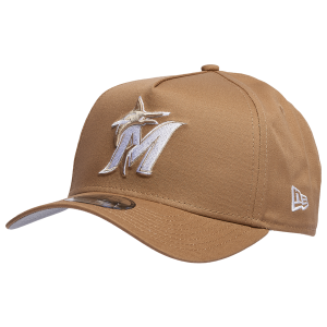 New Era Marlins A Frame Adjustable Cap - Men's - White/Khaki