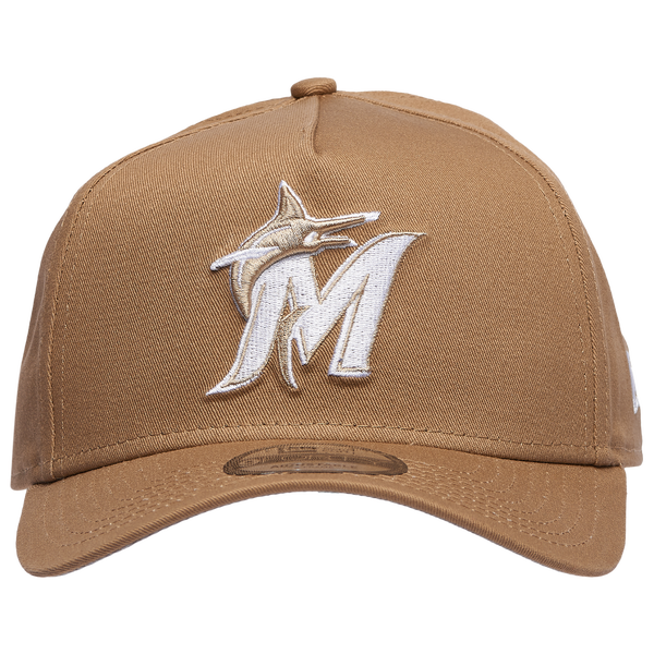New Era Marlins A Frame Adjustable Cap - Men's - White/Khaki - Image 2