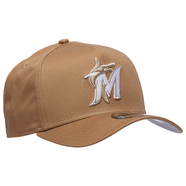 New Era Marlins A Frame Adjustable Cap - Men's - White/Khaki - Image 3