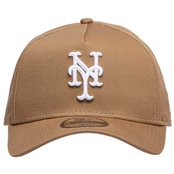 New Era Mets A Frame Adjustable Cap - Men's - Khaki/White - Image 2