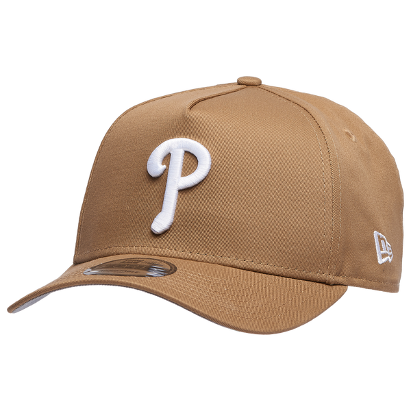 New Era Phillies A Frame Adjustable Cap - Men's - Khaki/White