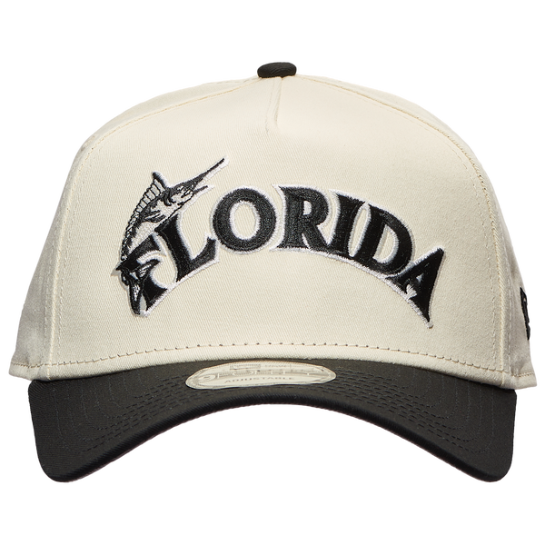 New Era Marlins 940 A Frame Arch Logo Cap - Men's - Black/Chrome - Image 2