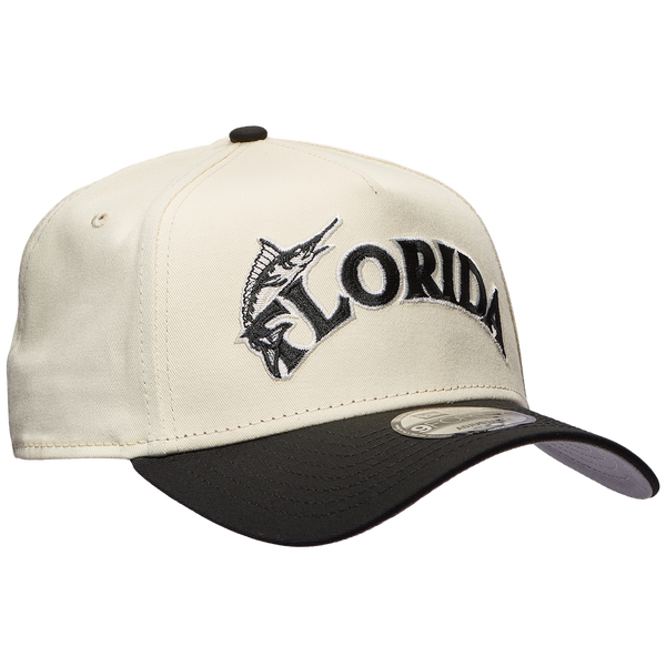 New Era Marlins 940 A Frame Arch Logo Cap - Men's - Black/Chrome - Image 3