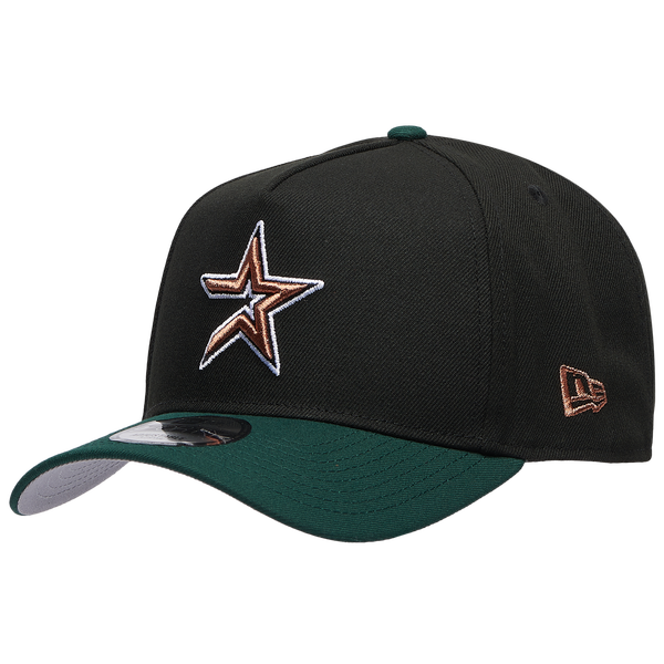New Era Astros 9FORTY A-Frame Metallic Cap - Men's - Black/Green