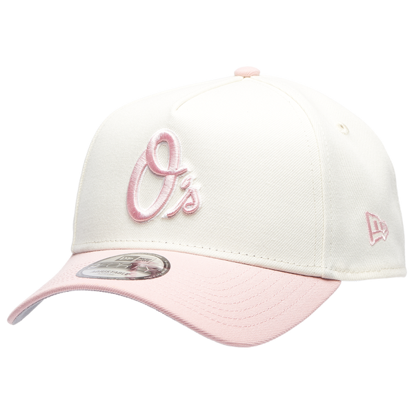 New Era Orioles 9FORTY A-Frame Cap - Adult - Chrome/Pink Rouge