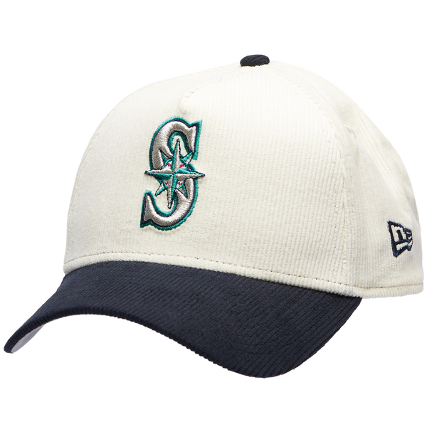 New Era Mariners 940 A Frame Corduroy Cap - Adult - White/Navy
