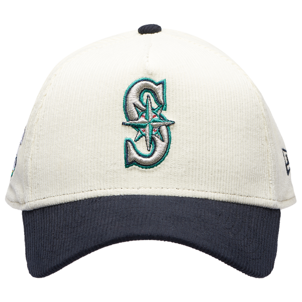 New Era Mariners 940 A Frame Corduroy Cap - Adult - White/Navy - Image 2