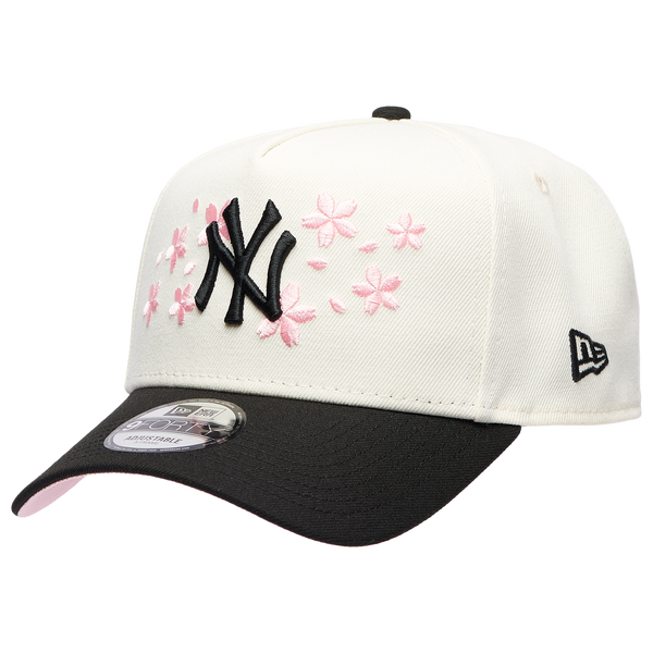 New Era Yankees 940 A Frame Cherry Blossom Cap - Adult - White/Black