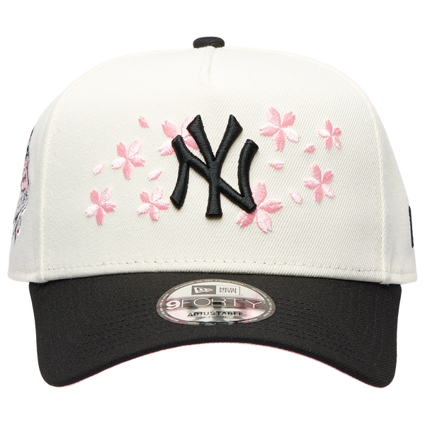 New Era Yankees 940 A Frame Cherry Blossom Cap - Adult - White/Black - Image 2