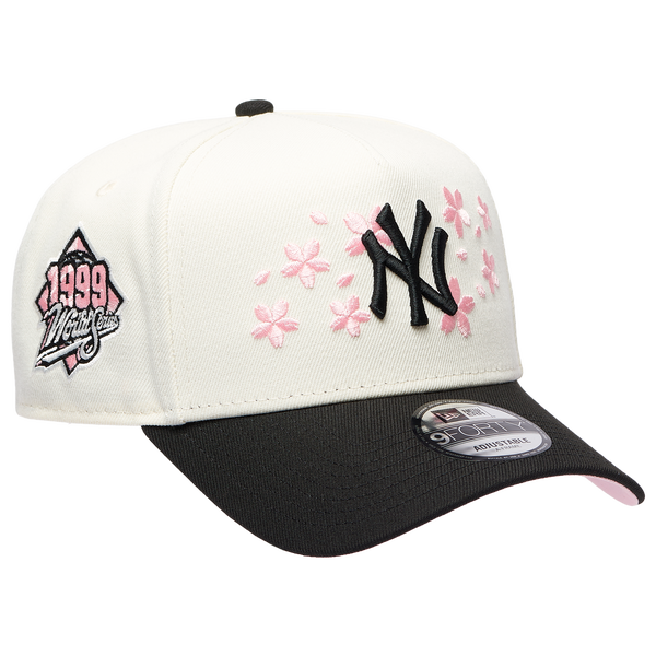 New Era Yankees 940 A Frame Cherry Blossom Cap - Adult - White/Black - Image 3