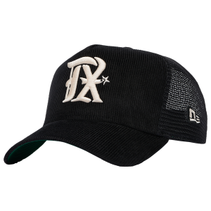 New Era Rangers 9FORTY Cord Trucker Cap - Adult - Black/Black
